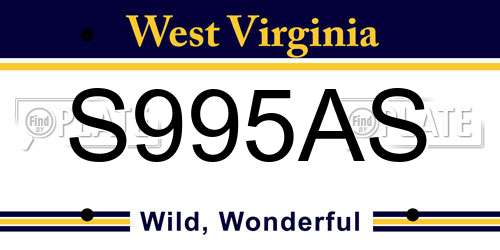 S995AS West Virginia License Plate