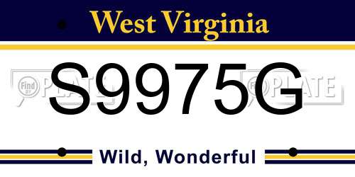 S9975G West Virginia License Plate