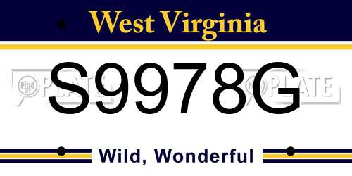 S9978G West Virginia License Plate