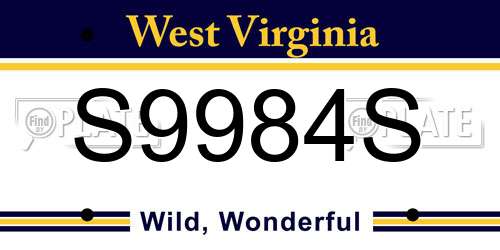 S9984S West Virginia License Plate