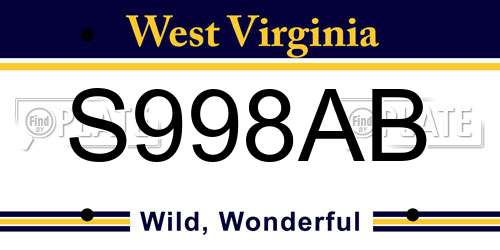 S998AB West Virginia License Plate