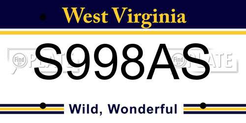 S998AS West Virginia License Plate