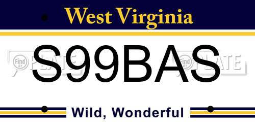 S99BAS West Virginia License Plate