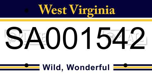 SA001542 West Virginia License Plate