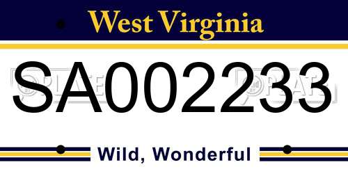 SA002233 West Virginia License Plate