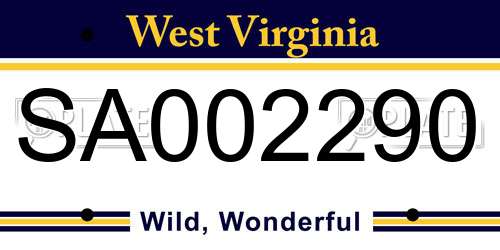 SA002290 West Virginia License Plate