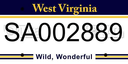 SA002889 West Virginia License Plate