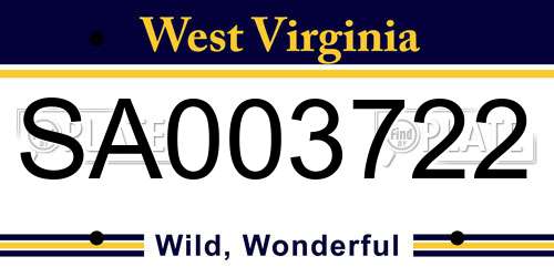 SA003722 West Virginia License Plate