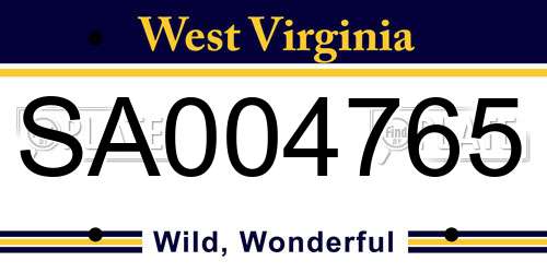 SA004765 West Virginia License Plate