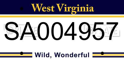 SA004957 West Virginia License Plate