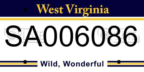 SA006086 West Virginia License Plate