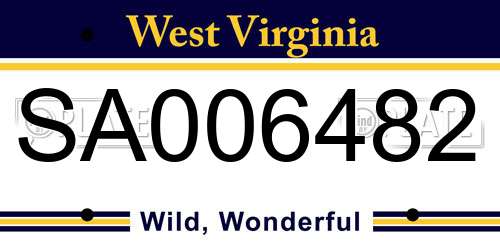 SA006482 West Virginia License Plate