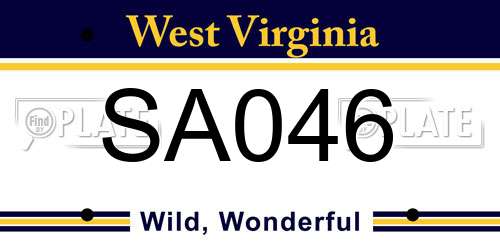SA046 West Virginia License Plate
