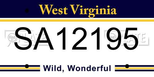 SA12195 West Virginia License Plate