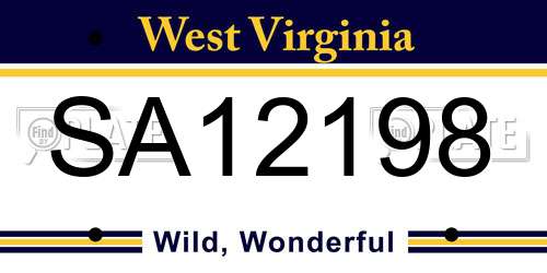 SA12198 West Virginia License Plate