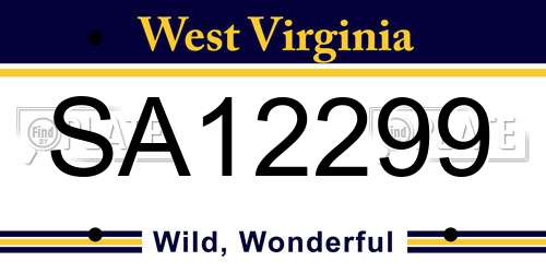 SA12299 West Virginia License Plate