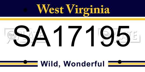 SA17195 West Virginia License Plate