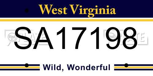 SA17198 West Virginia License Plate