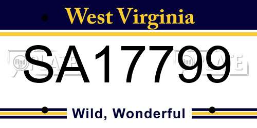 SA17799 West Virginia License Plate