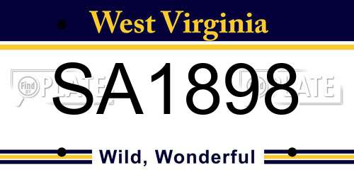 SA1898 West Virginia License Plate