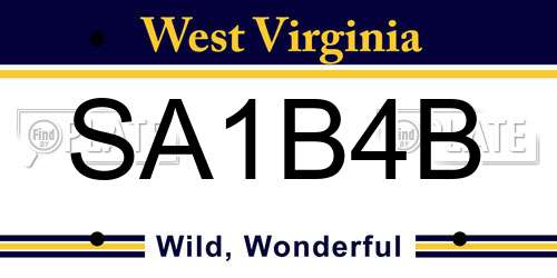 SA1B4B West Virginia License Plate