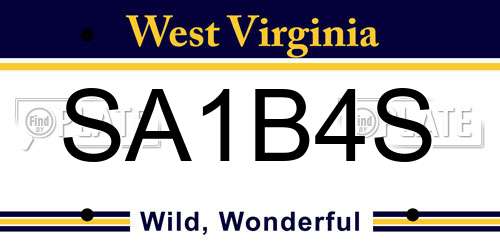 SA1B4S West Virginia License Plate