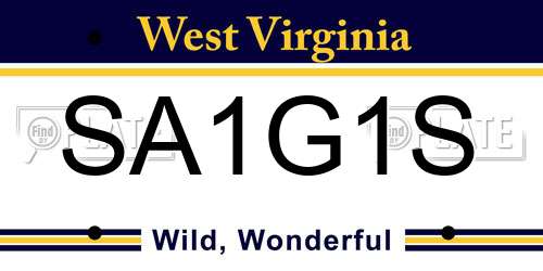 SA1G1S West Virginia License Plate