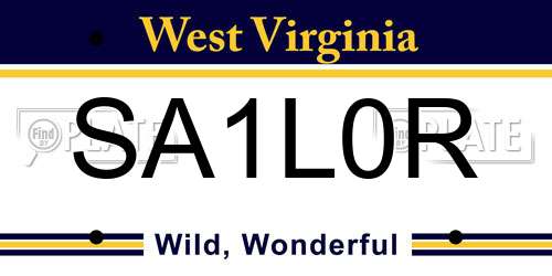 SA1L0R West Virginia License Plate