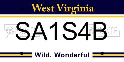 SA1S4B West Virginia License Plate