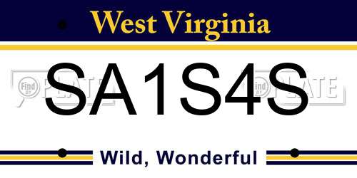 SA1S4S West Virginia License Plate