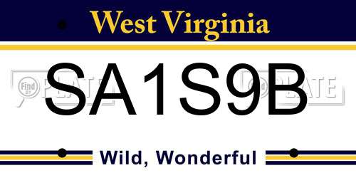 SA1S9B West Virginia License Plate