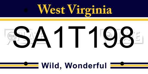 SA1T198 West Virginia License Plate