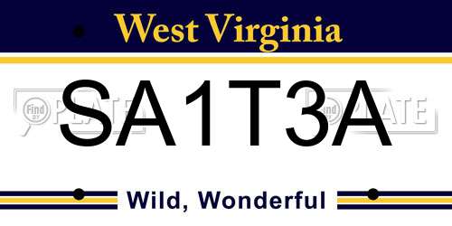 SA1T3A West Virginia License Plate