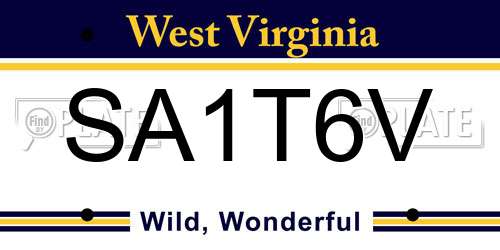 SA1T6V West Virginia License Plate