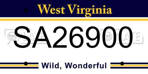 SA26900 West Virginia License Plate