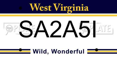 SA2A5I West Virginia License Plate