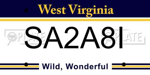 SA2A8I West Virginia License Plate