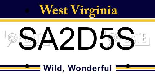 SA2D5S West Virginia License Plate