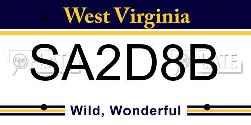 SA2D8B West Virginia License Plate