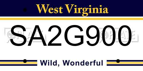 SA2G900 West Virginia License Plate