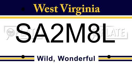 SA2M8L West Virginia License Plate