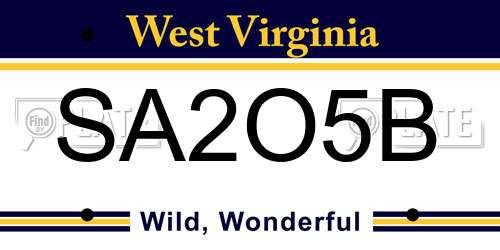 SA2O5B West Virginia License Plate