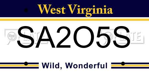SA2O5S West Virginia License Plate