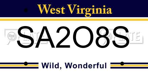 SA2O8S West Virginia License Plate