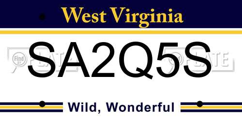 SA2Q5S West Virginia License Plate