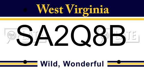 SA2Q8B West Virginia License Plate