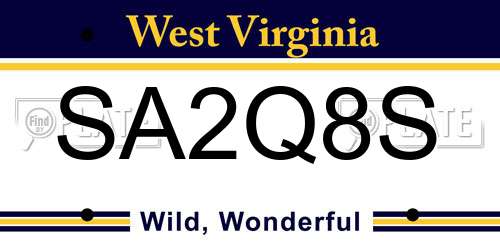SA2Q8S West Virginia License Plate