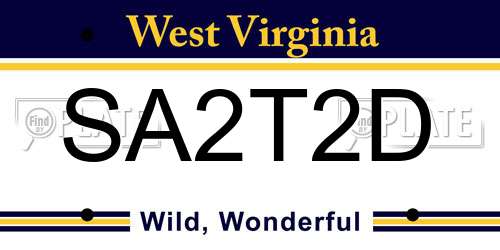 SA2T2D West Virginia License Plate