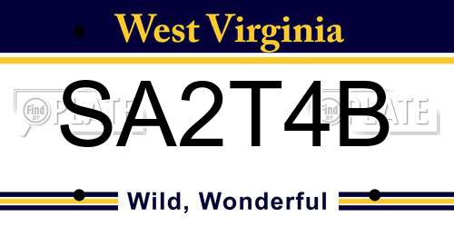 SA2T4B West Virginia License Plate