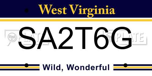 SA2T6G West Virginia License Plate